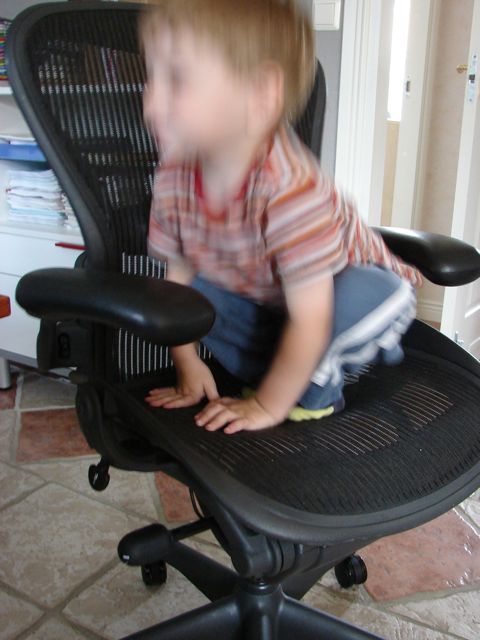 Julian on chair, jumptin